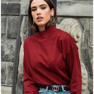 Sonia Mock Neck Sweater in Wine